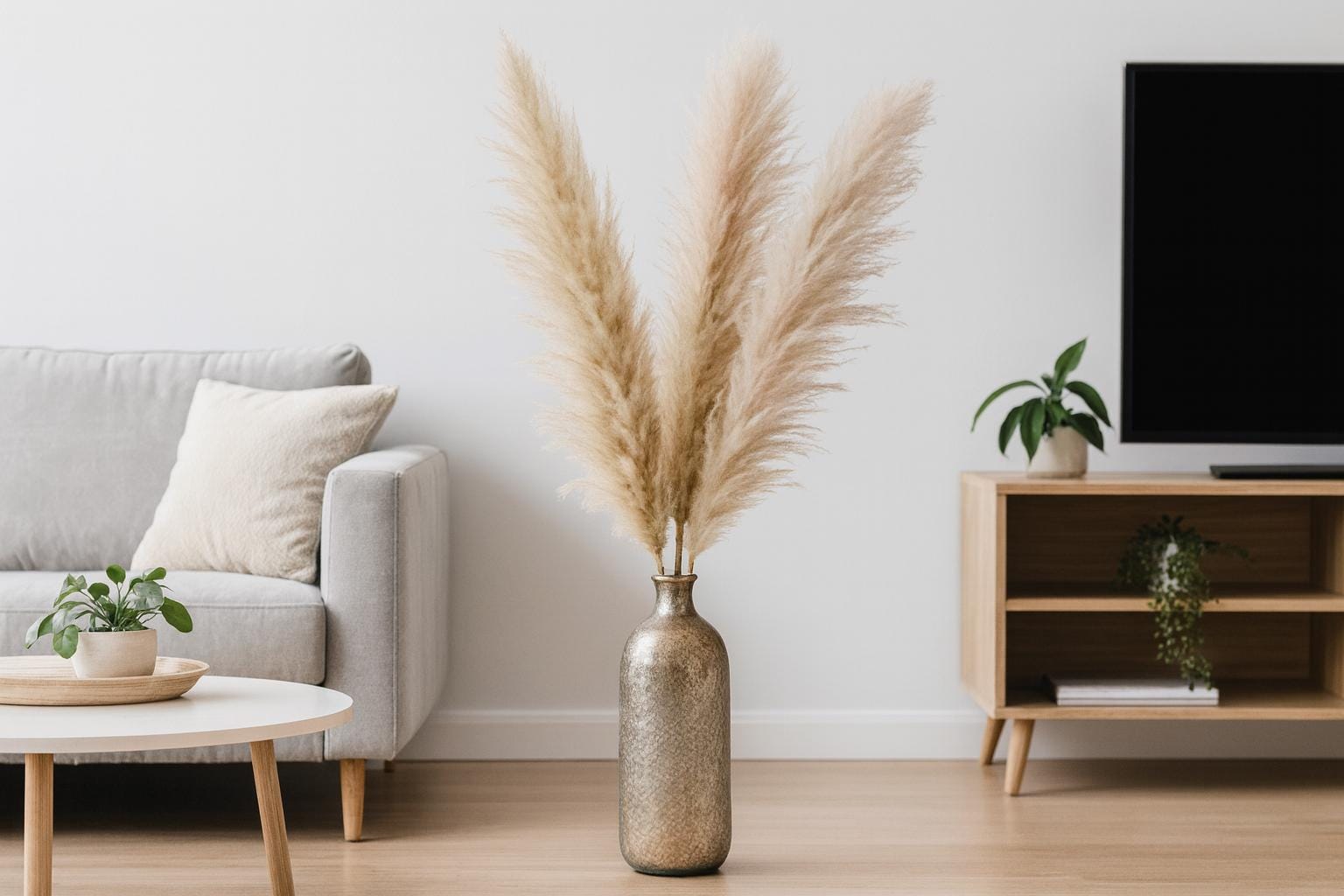 XXL Pampasgras getrocknet natur, extra fluffig - Boho-Deko - natürliche Vase Deko - Wohnkultur - 3 Stiele