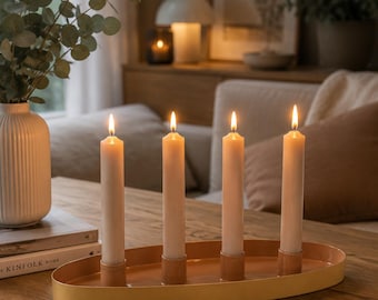 Metall Kerzenhalter Beige für 4 Kerzen, Adventsdeko - Moderne Tischdeko Hochzeit - Adventskerzenhalter, Geschenkidee