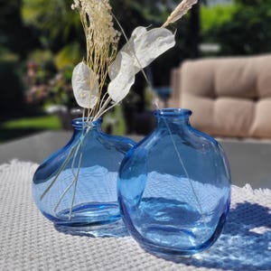 Blue glass vases - flower vases - small table vases - modern decoration, table decoration & gift