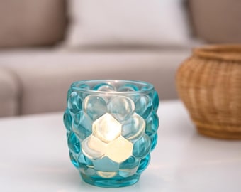 Portavelas de cristal "Bubble" - Portavelas de cristal - Decoración de mesa moderna - Idea de regalo - D7,5 x H10 cm