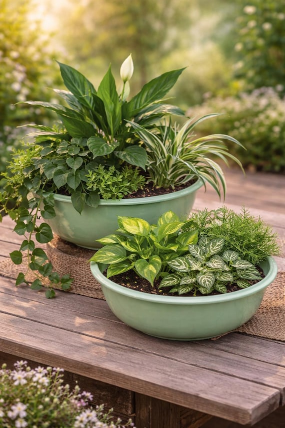 Zink Pflanzschale grün rund, Dekoschale zum Bepflanzen, Gartendeko Schale, Osterdeko Tischdeko, Blumentopf aus Zink - Geschenkidee