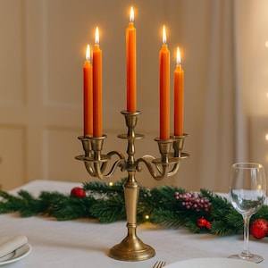 5-armed candlestick gold/silver - festive Christmas table decoration - candle holder vintage look - decorative dining table - gift idea