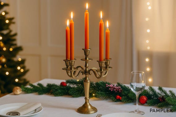 IJzeren 5-armige Kandelaar, Vintage Retro Decoratieve Kaarsenhouder voor Thuiskerk, Elegant Middelpunt (GOLD
