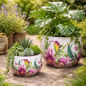 Vaso moderno in metallo, fioriera con motivi floreali, vaso per fiori in metallo - fioriera per soggiorno - decorazione elegante - idea regalo per il giardino