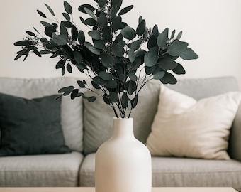 Dried green eucalyptus with berries, 45 cm, dried flower decoration for vase, 3-4 stems, natural table decoration - gift idea