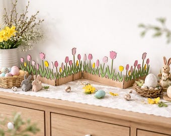 Easter decoration, spring flower meadow, wooden, foldable, window sill decoration, spring decoration, natural and colorful, Easter table decoration, wooden gift