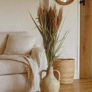 Natuurlijk gedroogd rietgras - Pampasgras met bladeren - gedroogd gras - gedroogde bloem voor boho-decoraties - 10 stengels afbeelding 2