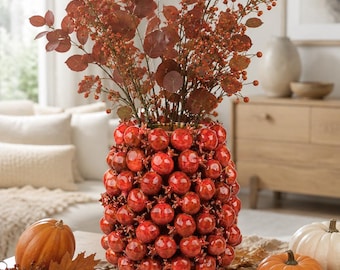 Designer Vase Keramik Hagebutten, Herbstvase rot orange, moderne Wohndeko, Herbstdeko, Blumenvase, Geschenkidee Weihnachten