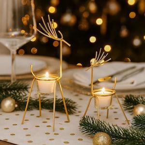 Tealight holder reindeer, gold - Christmas table decoration - tealight glass - Christmas decoration - secret Santa gift - gift idea