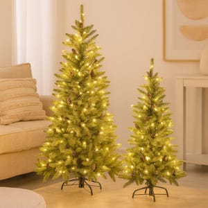 Artificial Christmas tree with snow, white fir tree, artificial Christmas tree, modern Christmas decoration, tree with cones - 2 sizes