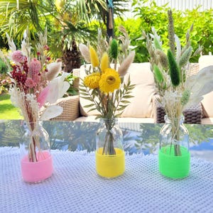 Small dried flower bouquet with vase - mini bouquet - table decoration dried flowers - summer decoration - gift idea - colorful decoration