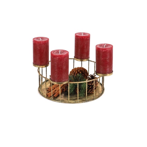 Candle Holders Advent Wreath Gold Decorative Wreath Metal Etsy