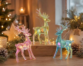Holografische hertenhanger, kerstboomversiering, 3 kleuren, 14 cm, kerstdecoratie - cadeau-idee