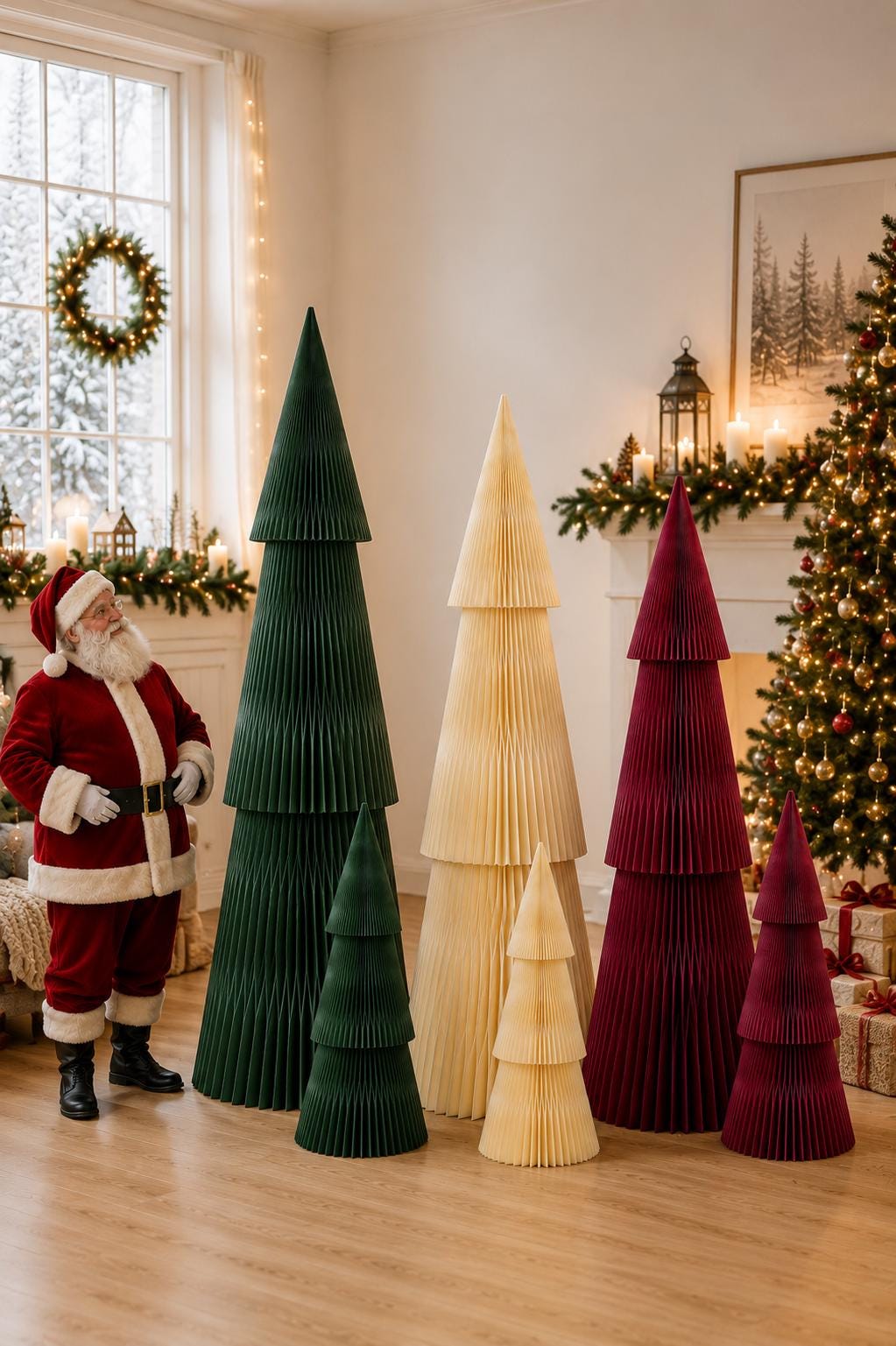 XXL Weihnachtsbaum aus Papier, Tannenbaum faltbar - Papierbaum Weihnachten - Austeller Deko Baum - Nachhaltige Weihnachtsdeko - 3 Farben