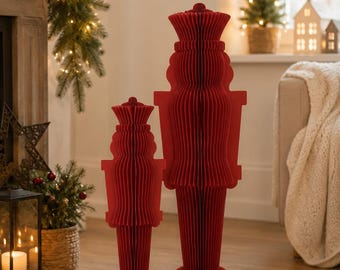 Cascanueces grande de papel, adorno navideño, figura navideña, idea de regalo de Navidad - 2 tamaños