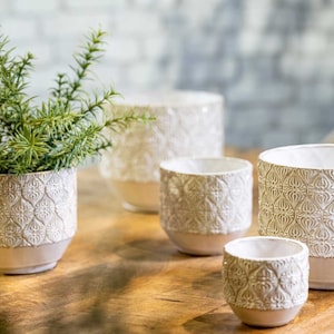 Flowerpot, white beige - Planter - Ceramic pot &quot;Crete&quot; Plant pots, Boho decoration - 3 sizes