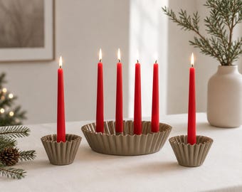 Advent candle holder in taupe, metal, candle plate for candles, Christmas decoration, table decoration, several variations, gift idea for Christmas