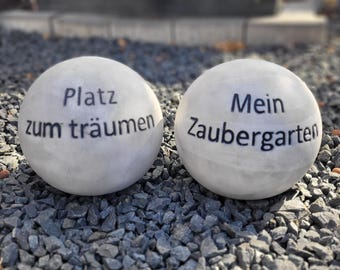 Garden ball white antique with saying – decorative ball – concrete decoration for garden & terrace – concrete ball – garden decoration – gift idea garden