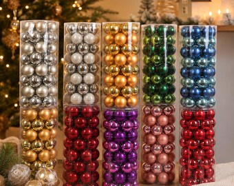 Glass Christmas baubles, 48 pieces of Christmas tree ornaments, Christmas tree decorations, glass Christmas balls, tree decorations – many colors