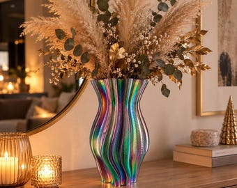 Vaso impermeabile multicolore stampato in 3D – vaso dal design moderno da 36 cm – vaso decorativo colorato per fiori, fiori secchi, idea regalo