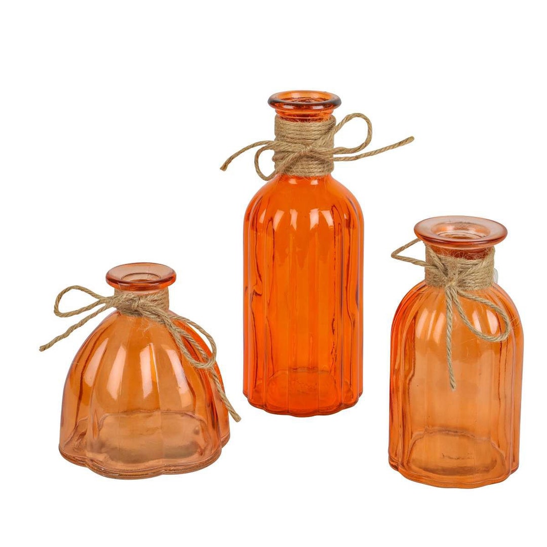 Small Orange Glass Vases Table Vases Flower Vase Jute Cord Etsy