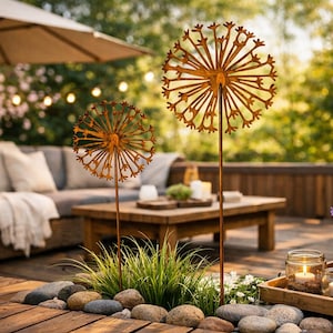 Pusteblume Gartenstecker, Roststecker Garten - Blumenbeet Vintage - Blumentopf Deko - Geschenkidee Frühling  - Wetterfest - 2 Größen