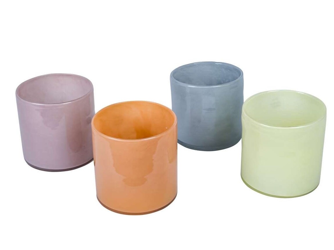 Colorful Glass Flower Pots, Modern Planter - Marbled Plant Pot - Glass ...