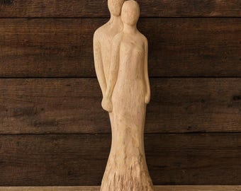 Large wooden figure - Wooden sculpture &quot;Dream Couple&quot; - Rustic - Natural home decoration - Decorative figure made of wood - Gift idea for lovers