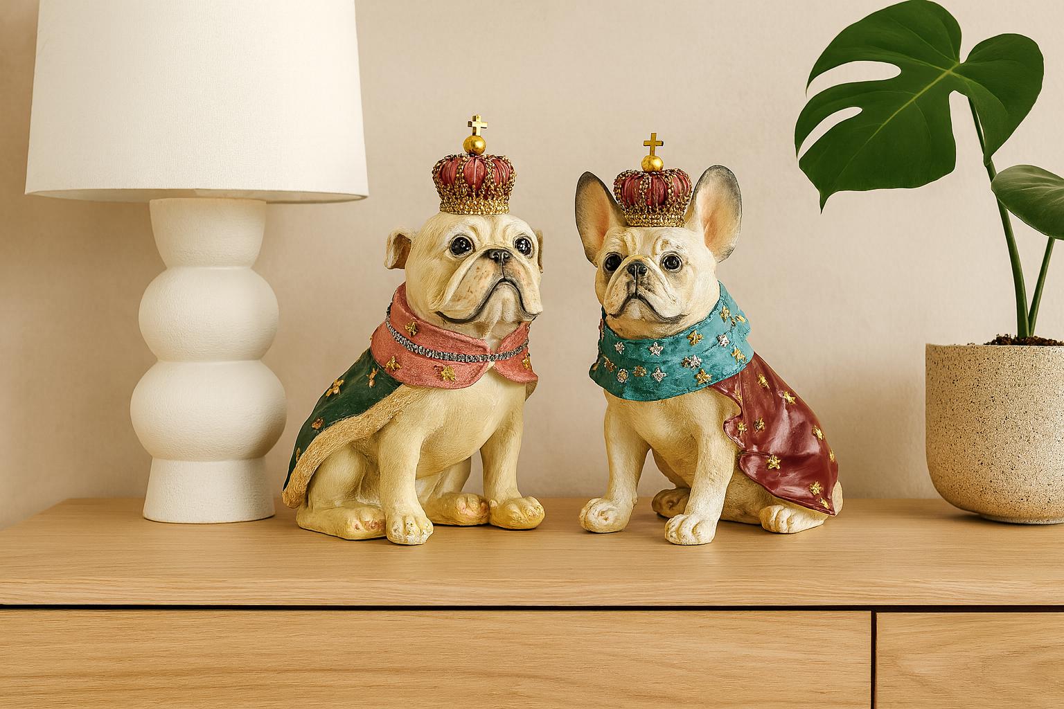 ロイヤル フレンチブルドッグ 置物 王冠付き ロイヤル フレンチ