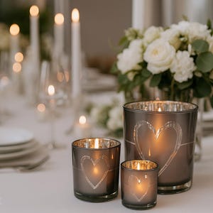 Tealight glass Love - Tealight heart motif - Table decoration wedding - Lantern friendship - Gift idea love - 3 sizes