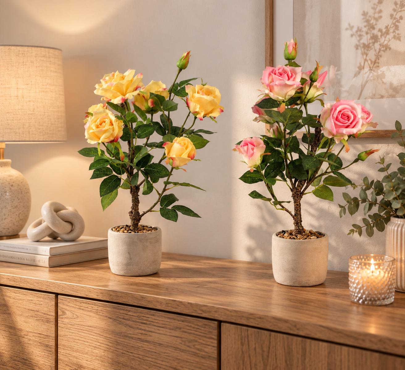 Artificial Rose Bush 62 Cm in Pot – Artificial Rose in Pot