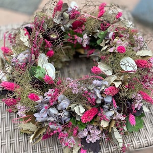 Vintage dried flower wreath – dried table wreath – hydrangea wreath – dried flower decoration – handmade – gift idea