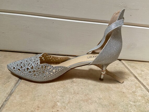 Silver sparkly wedding shoes hot sale