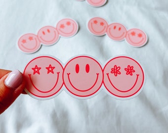 Smiley Face Row Sticker | 3 Smiles | Laptop Sticker | Water Proof Sticker