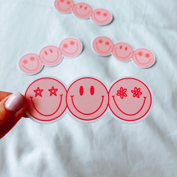 Smiley Face Sticker | 3 Lächeln | Laptop Aufkleber | Wasserdichter Aufkleber