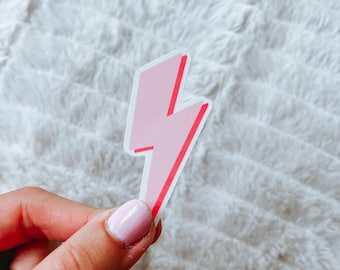 Pink Lightning Bolt Sticker | Waterproof Sticker | Laptop Sticker