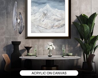 Snowy Mountain Cabin Acrylic Painting on Canvas Panel - Etsy