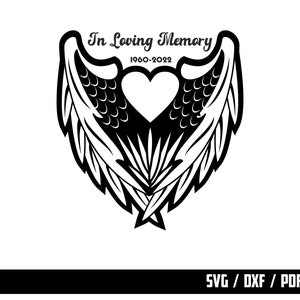 Memorial Day SVG, Memory Angel Wings Heart SVG, Memory svg Shirt Clipart, Iron transfer, In Loving Memory SVG fichiers coupés fichiers circut Silhouette