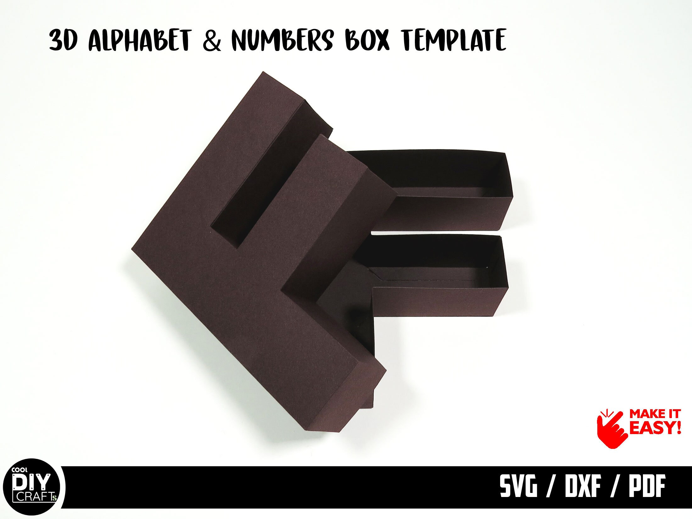 3D Alphabet Box Template: A-Z, 0-9 SVG, Cricut, Silhouette (digital ...