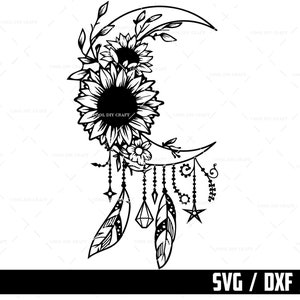 Tournesol SVG, Svg fleur, tournesol lune Clipart, tournesol en détresse, fichier Svg Cricut, téléchargement numérique