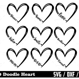 Doodle Heart SVG, Heart Frame, Heart SVG, Sketch, Handdrawn Heart, Valentine Heart cut file, Cutting file, Cricut, Silhouette