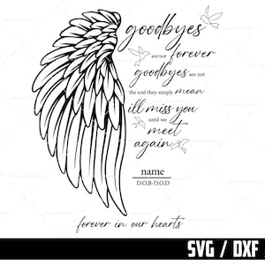 Memorial Wings SVG, In Loving Memory SVG, Memorial File, Sublimatie, Digitale download