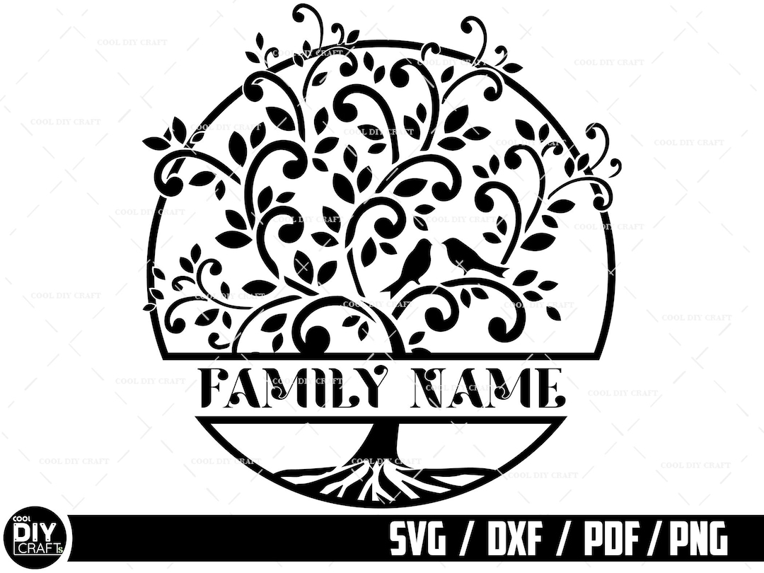 Tree Monogram Family Tree Monogram SVG: Personalized Name Design (digital Download ...