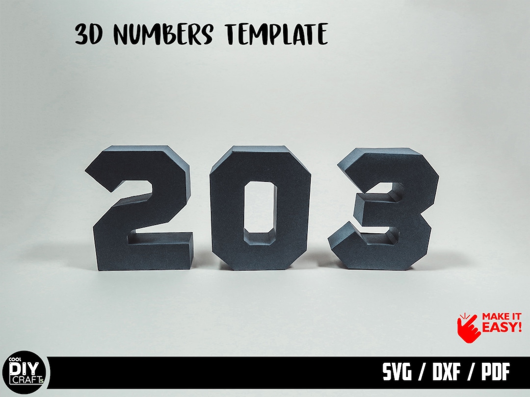 3D Numbers 0 to 9, Cutting Files for Manual or Machine, Die Cut ...