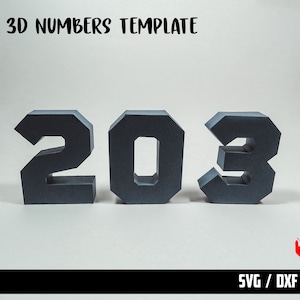 Numeri 3D da 0 a 9, file di taglio per manuale o macchina, modello fustellato, numeri SVG 3D per Cricut e Silhouette, file PDF