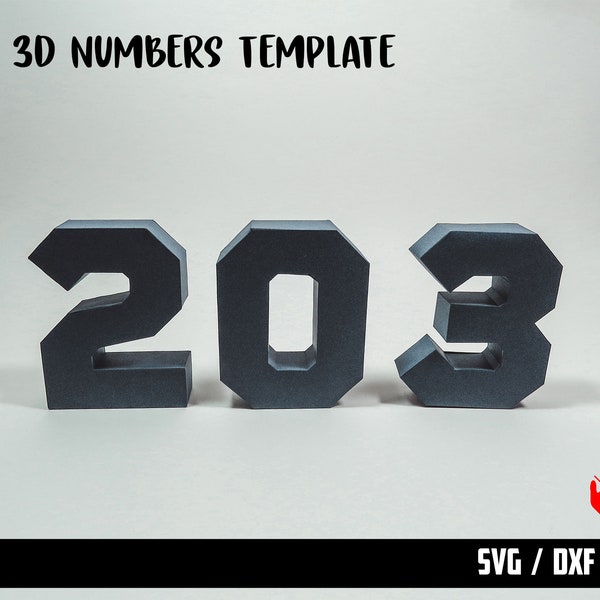 3D Numbers 0 to 9, cutting files for manual or machine, Die cut template, SVG 3D numbers for Cricut and Silhouette, PDF file