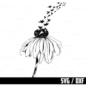 Sunflower with Birds SVG: Wild and Free Design (Digital Download)