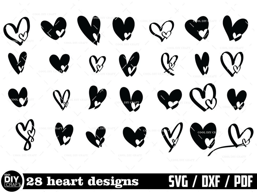 HEART SVG Bundel , Doodle Heart Svg, Cute Heart Svg Cut Files for ...