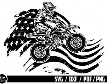 USA Motocross Rider SVG: Motorcycle Racing Clipart (Digital Download)