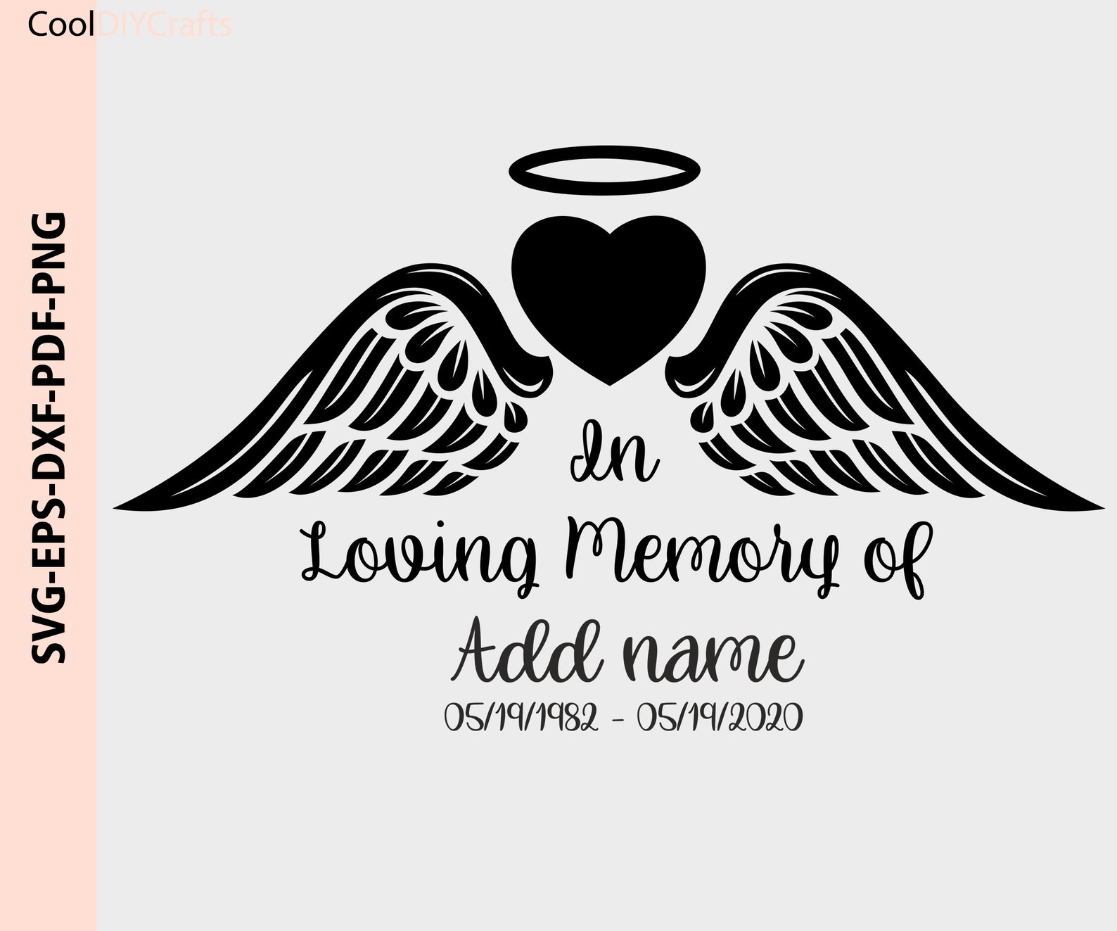In loving Memory svg Angel Wings Heart Halo svg eps pdf dxf | Etsy